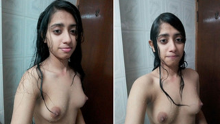 Naked Indian teen plays with XXX zones even exposing sex hole in shower