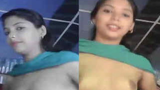Small-tittied Indian teen with sexy face enters XXX business