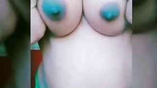 XXX Desi chick brags about blue nipples that look really sexy