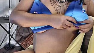 Amateur Desi camgirl hides her juicy XXX tits during sex cam show