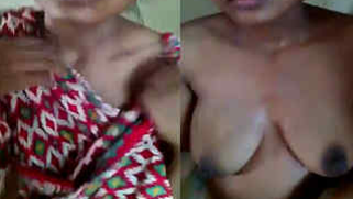 Shy Indian girl shows small XXX tits and strokes cameraman's sex tool