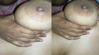 Stud begins sex with fat Indian wife by playing with her XXX jugs