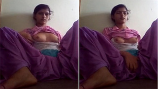 Female puts camera down and films her solo sex show with XXX masturbation