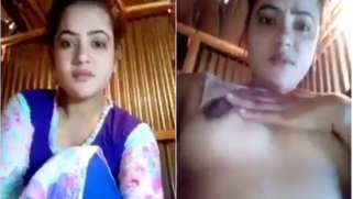 Not easy but Indian has to show her XXX parts on sex camera in the barn