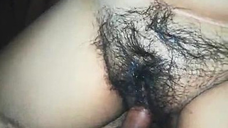 XXX man's strong sex instrument stretches hairy Indian vagina