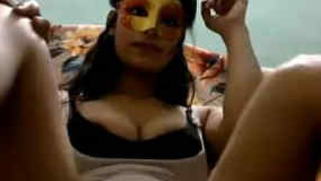 Masked Indian girl is possessor of sexy XXX melons and buttocks