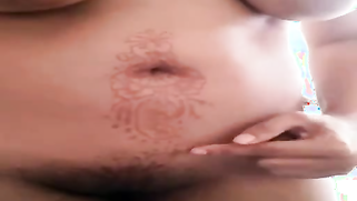 Desi woman shows hairy XXX hole besides tattoos on sexy tits and tummy | XXX Video on AllSex.XXX