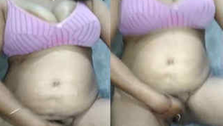 Chesty Indian woman before sex actively fingers her trimmed XXX pussy