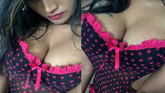 Hot Desi girl poses on cam in XXX lingerie that accentuates sex boobs