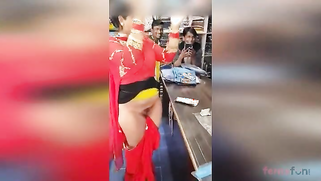 Lewd Desi aunty flashes her hairy pussy in the shop | XXX Video on AllSex.XXX