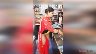 Lewd Desi aunty flashes her hairy pussy in the shop | XXX Video on AllSex.XXX