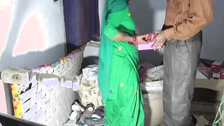 Lewd Desi mom in green saree fucked by shopkeeper in village store pantry | XXX Video on AllSex.XXX