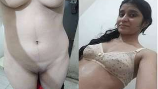 Slender Paki brunette shows XXX breasts and sex-hungry hairy pussy