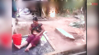 Indian MILF sits outdoors and washes erogenous zones flashing boobs | XXX Video on AllSex.XXX