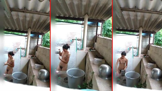 Boy is excited because of naked Desi stepsister taking outdoor shower | XXX Video on AllSex.XXX