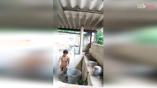Boy is excited because of naked Desi stepsister taking outdoor shower | XXX Video on AllSex.XXX