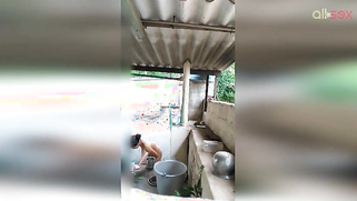 Boy is excited because of naked Desi stepsister taking outdoor shower | XXX Video on AllSex.XXX