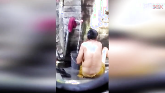 Sexy Indian MILF washes skinny body but horny stepbrother spies on her