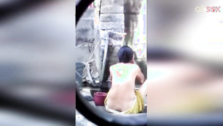 Sexy Indian MILF washes skinny body but horny stepbrother spies on her | XXX Video on AllSex.XXX