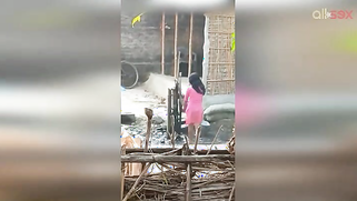 Guy can't take eyes off hot Desi MILF in slinky red dress washing | XXX Video on AllSex.XXX