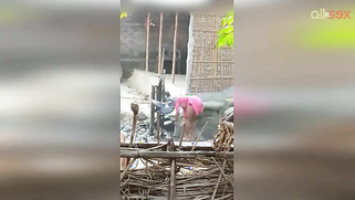 Guy can't take eyes off hot Desi MILF in slinky red dress washing | XXX Video on AllSex.XXX