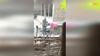 Guy can't take eyes off hot Desi MILF in slinky red dress washing | XXX Video on AllSex.XXX