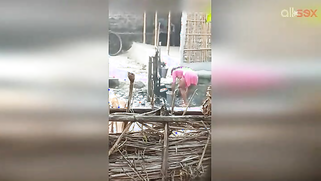 Guy can't take eyes off hot Desi MILF in slinky red dress washing | XXX Video on AllSex.XXX