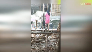 Guy can't take eyes off hot Desi MILF in slinky red dress washing | XXX Video on AllSex.XXX