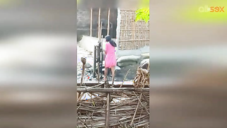 Guy can't take eyes off hot Desi MILF in slinky red dress washing | XXX Video on AllSex.XXX