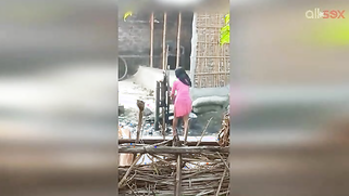 Guy can't take eyes off hot Desi MILF in slinky red dress washing | XXX Video on AllSex.XXX