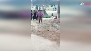 Indian MILFs dislike guy filming and pull dresses up exposing twat