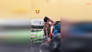 Horny Desi aunty fingering hairy pussy while bathing in a outdoor | XXX Video on AllSex.XXX