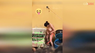 Horny Desi aunty fingering hairy pussy while bathing in a outdoor | XXX Video on AllSex.XXX