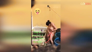 Horny Desi aunty fingering hairy pussy while bathing in a outdoor | XXX Video on AllSex.XXX