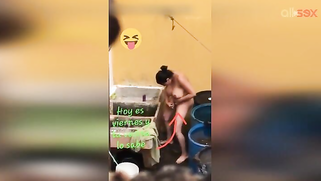 Horny Desi aunty fingering hairy pussy while bathing in a outdoor | XXX Video on AllSex.XXX