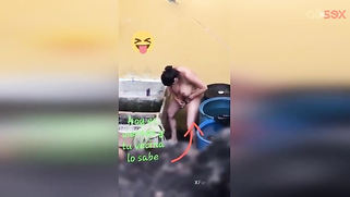 Horny Desi aunty fingering hairy pussy while bathing in a outdoor | XXX Video on AllSex.XXX