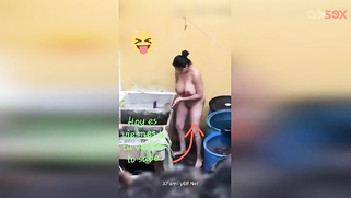 Horny Desi aunty fingering hairy pussy while bathing in a outdoor | XXX Video on AllSex.XXX