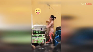 Horny Desi aunty fingering hairy pussy while bathing in a outdoor | XXX Video on AllSex.XXX