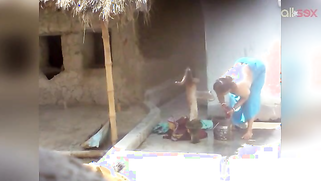 Desi slut washes clothes and flashes big boobs in outdoor XXX video | XXX Video on AllSex.XXX