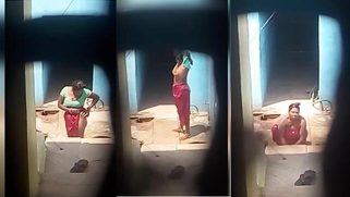 Guy watches Desi MILF performing sex show washing herself outdoors | XXX Video on AllSex.XXX