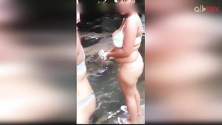 Lewd amateur Desi aunty flashing her nice big tits while bathing outdoor | XXX Video on AllSex.XXX