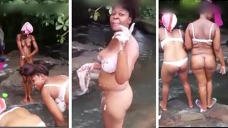 Lewd amateur Desi aunty flashing her nice big tits while bathing outdoor | XXX Video on AllSex.XXX