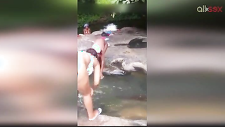 Lewd amateur Desi aunty flashing her nice big tits while bathing outdoor | XXX Video on AllSex.XXX