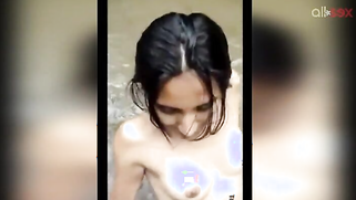 Fuckable Desi aunty bathes outdoor and shows off her hairy pussy | XXX Video on AllSex.XXX
