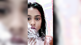Big Tits Bangladeshi girl striptease show on selfie XXX cam in bathroom