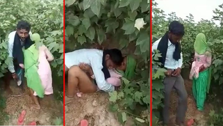 Husband caught his Desi wife cheating with lover in in field