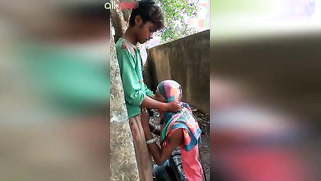 Desi aunty blowjob to her nephew! Caught on cam and leaked on the net