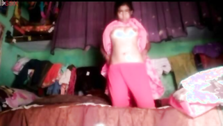 Desi girl is in bedroom so she feels free exposing tits and hairy twat