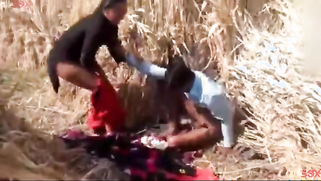 Indian charmer fools around with boyfriend in the field being caught | XXX Video on AllSex.XXX