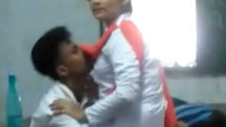 Indian girl interesting in a sexual way allows classmate to kiss boobs